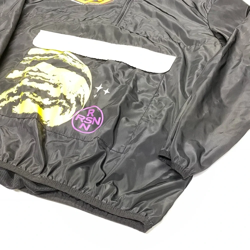 Reason Anorak Jacket Men's Medium Black Half-Zip World Skull Hooded - Picture 3 of 15